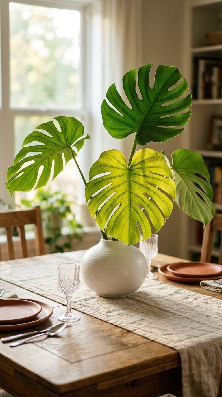 Add a Low Tropical Leaf Arrangement in a Wide Vase