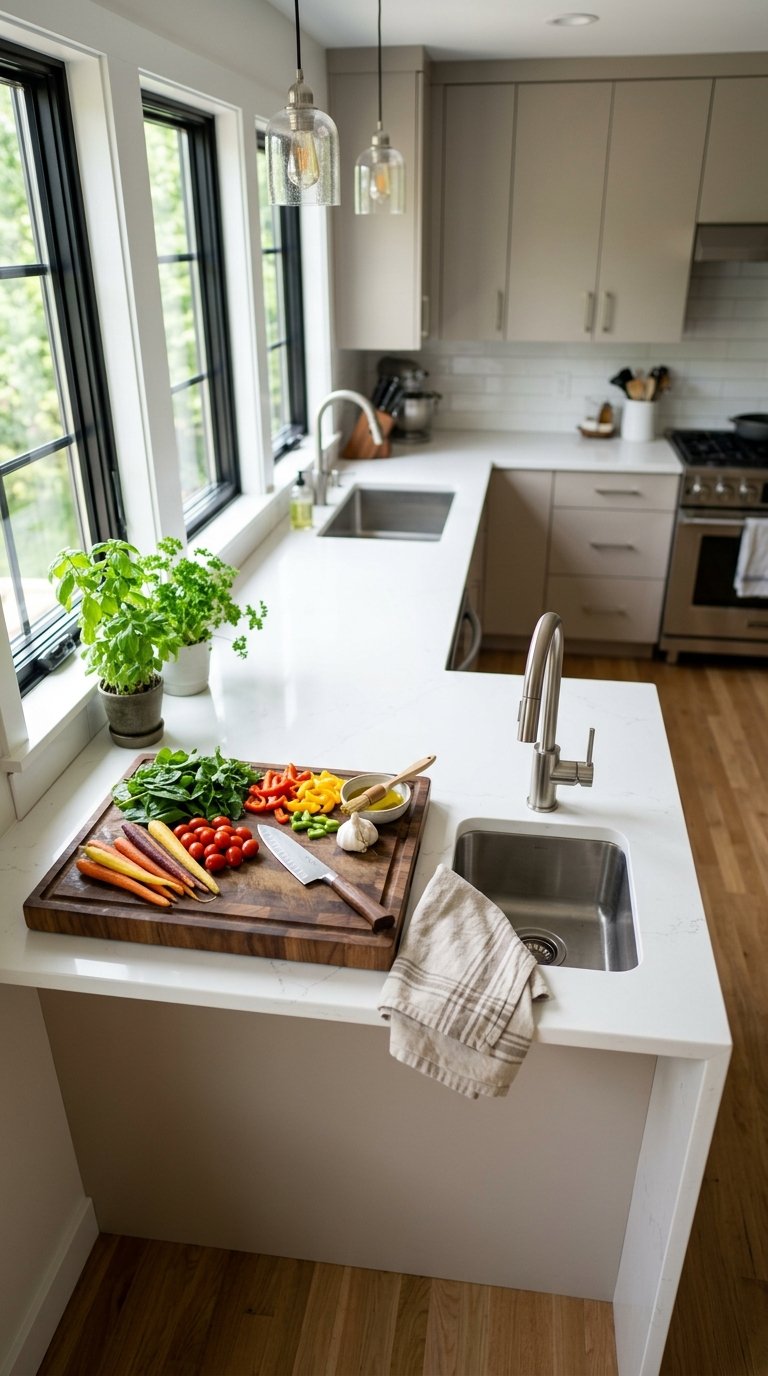 Add a Prep Sink to the Peninsula for a Second Work Zone