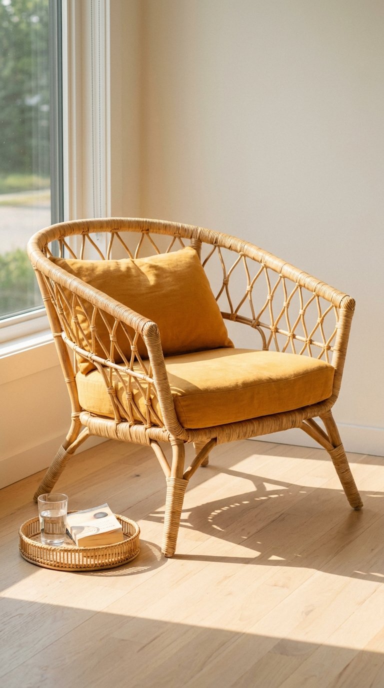 Add a Rattan or Wicker Accent Chair to the Living Room