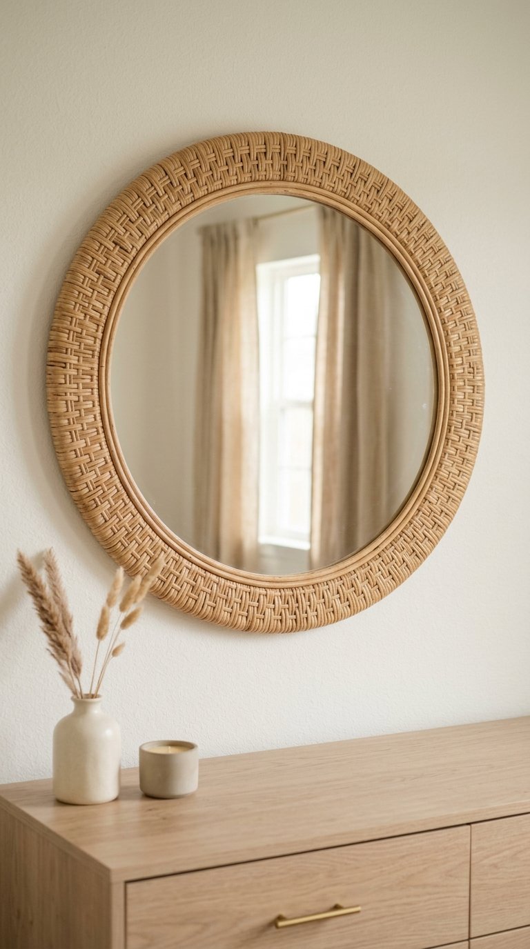 Add a Round or Oval Mirror Above the Dresser