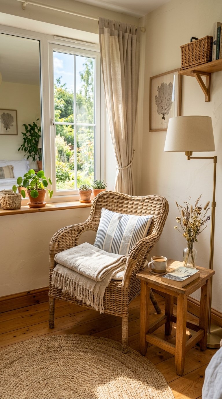 Add a Small Reading Nook With a Rattan Chair