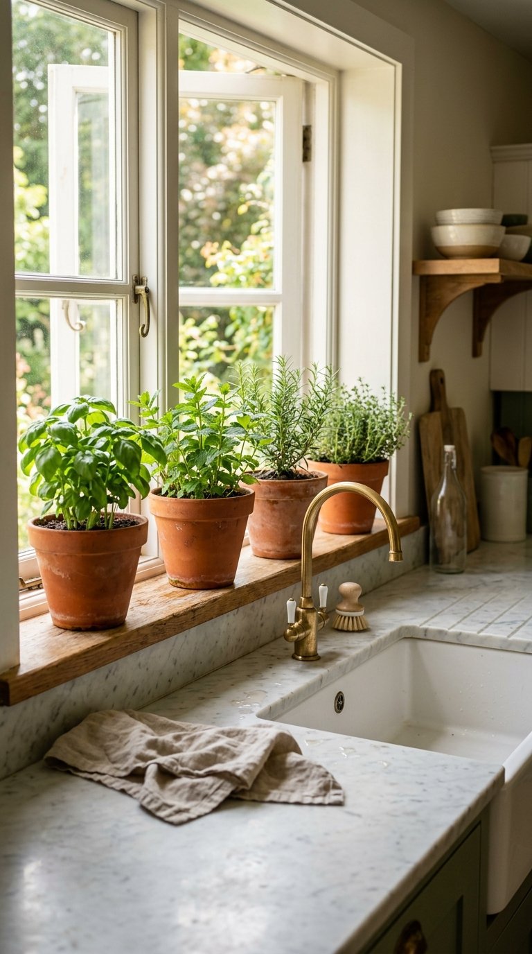 Add a Windowsill Herb Garden for Fresh Scent and Color