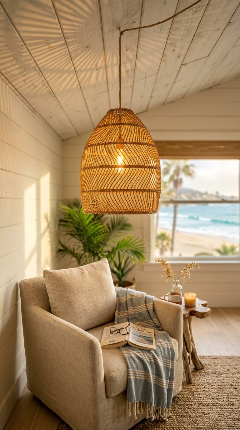 Add a Woven Pendant Light Above a Seating Area or Reading Corner