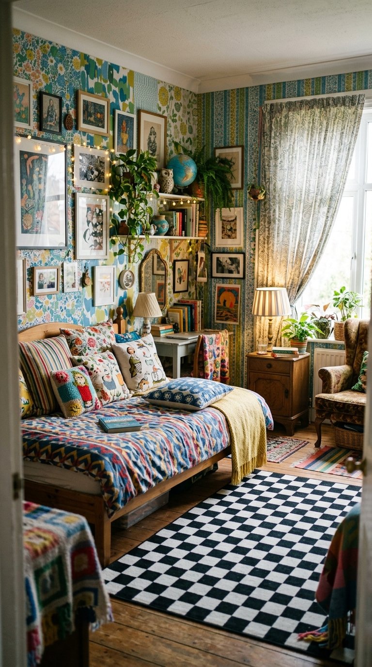 Alice in Wonderland Bedroom With Bold Patterns and Whimsical Details