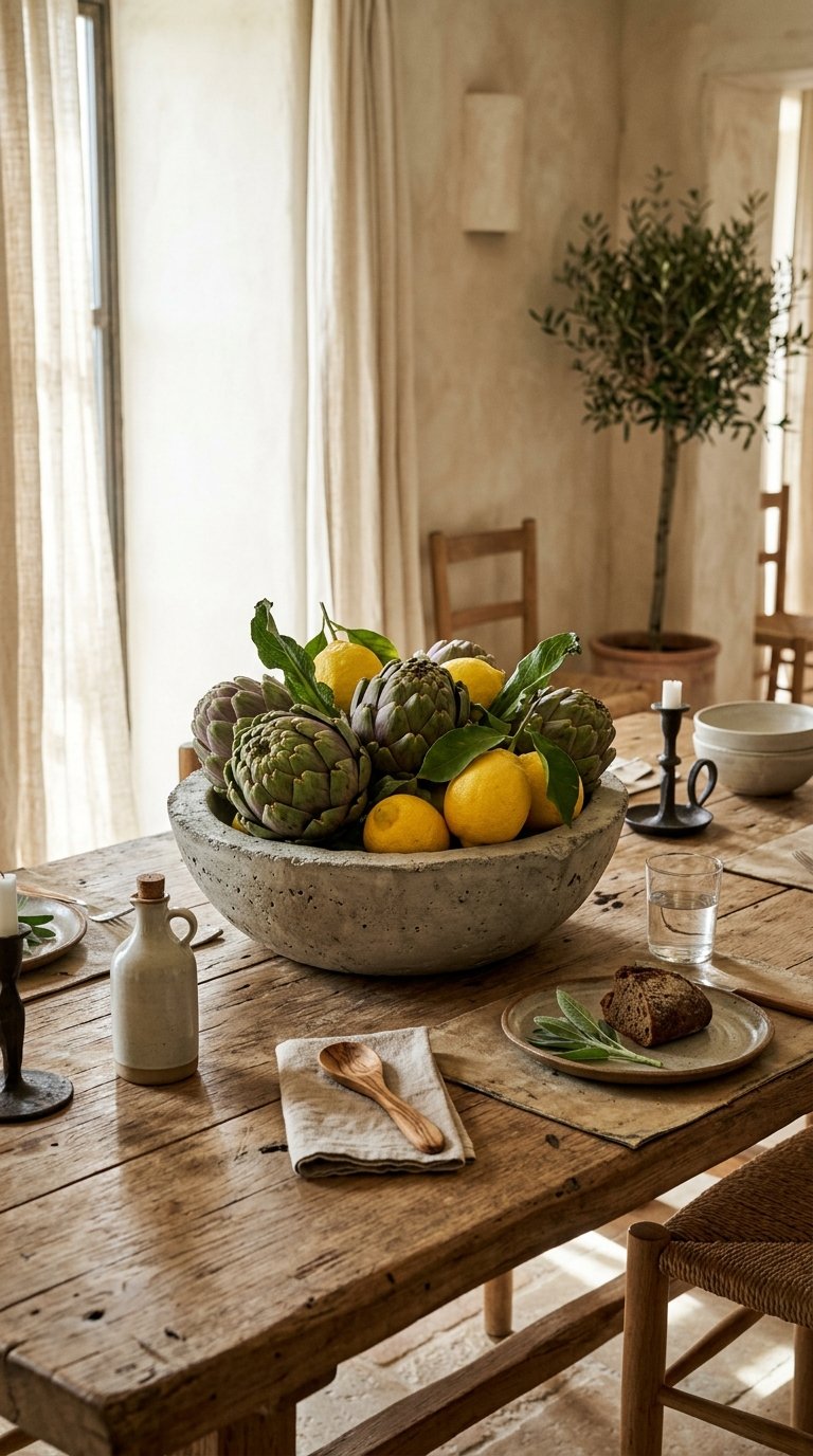 Artichokes and Lemons in a Stone Vessel