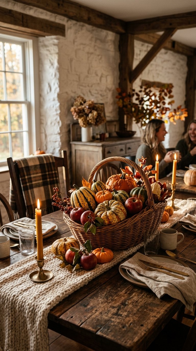 Autumn Squash and Apple Mixed Centerpiece