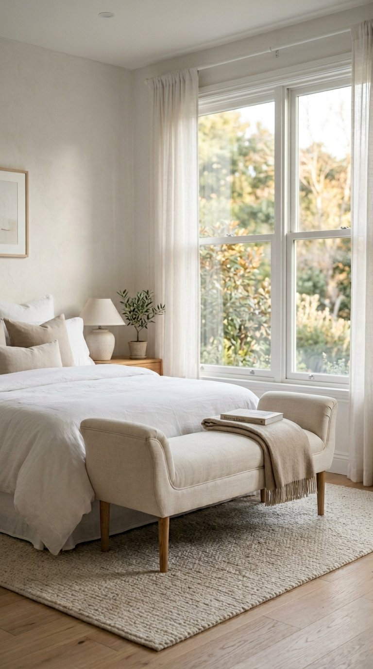 Bench with Arms for a Reading Nook or Window Seat