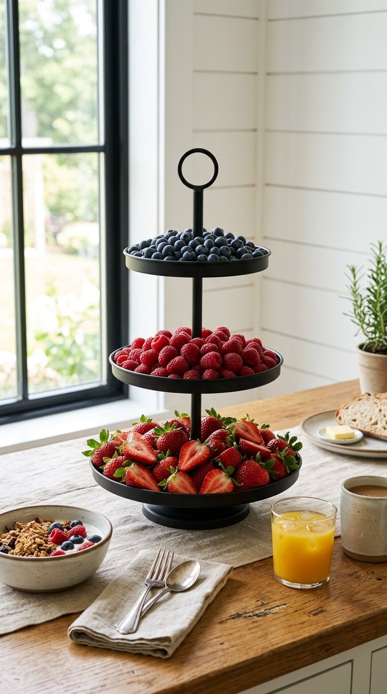 Berry Mix in a Tiered Fruit Stand