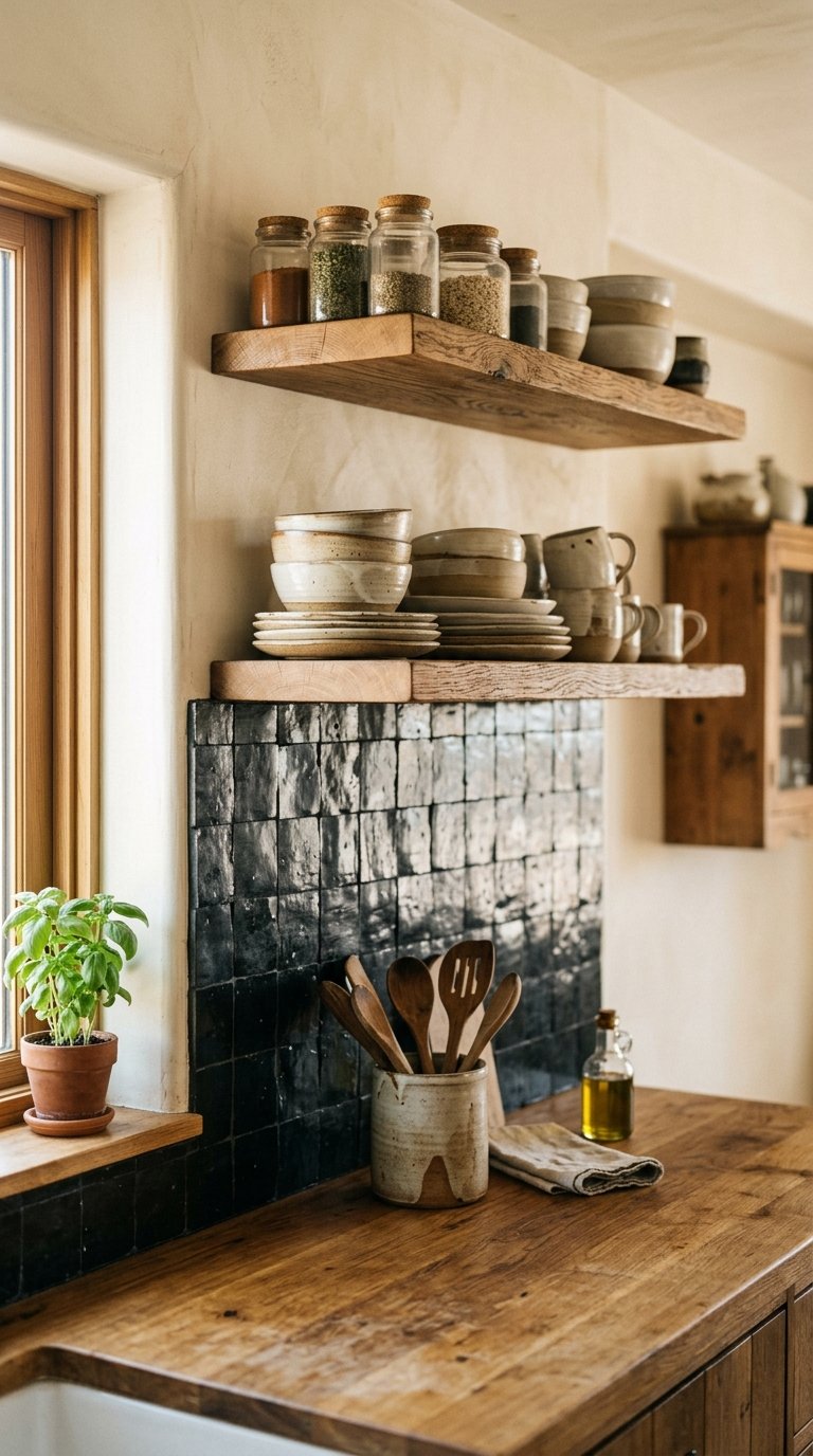 Black Handmade Ceramic Tile for an Artisan Backsplash