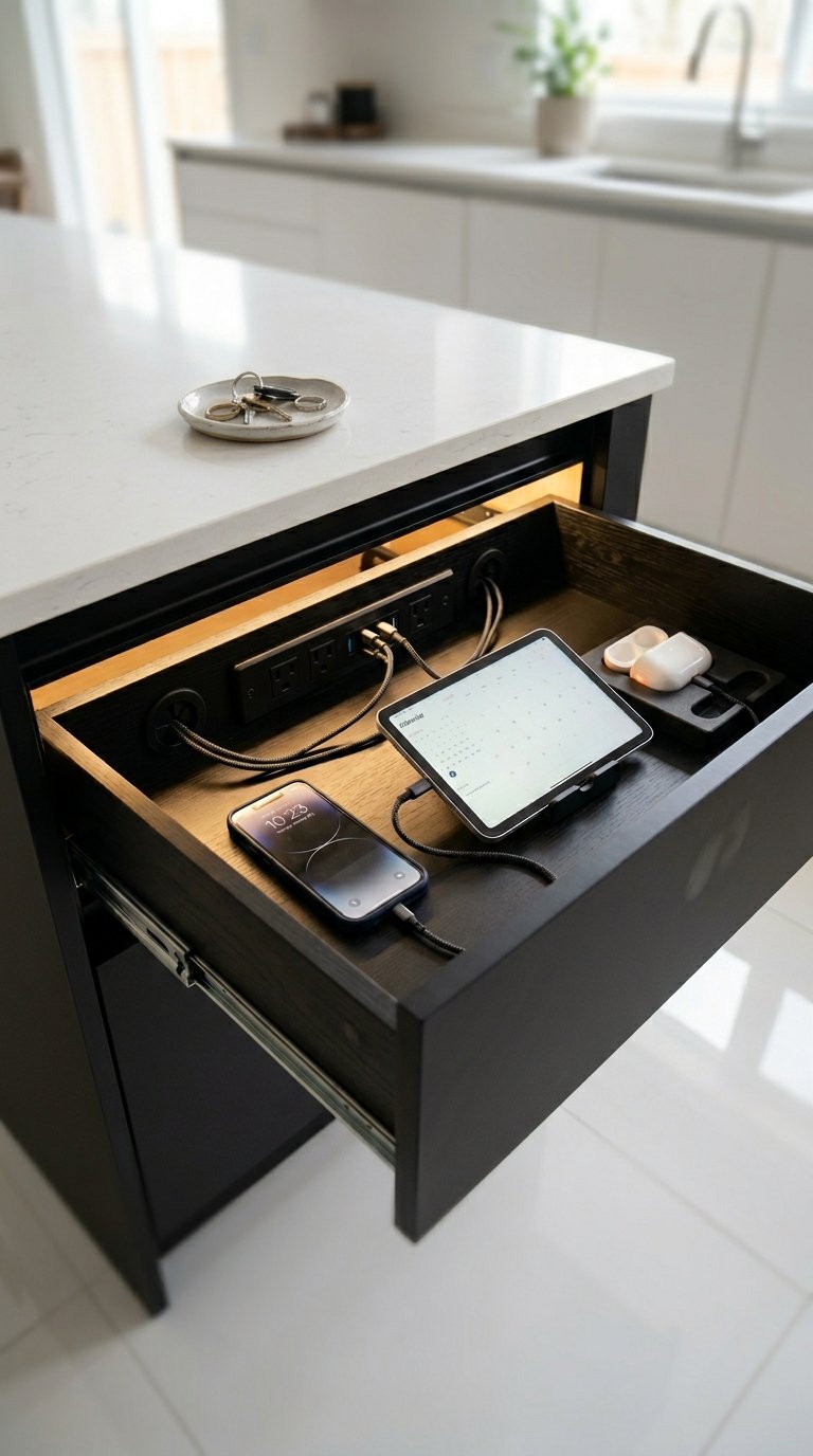 Black Island With Integrated Charging Station