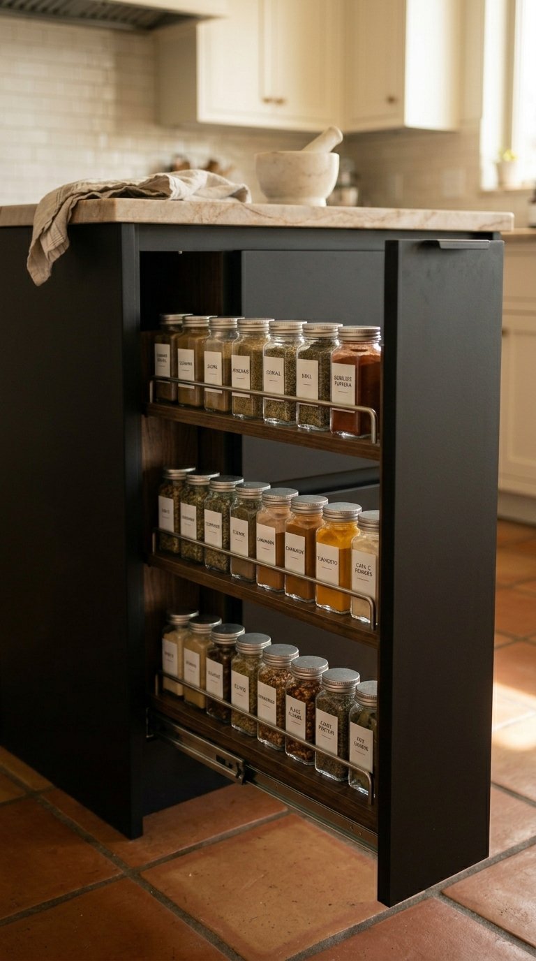 Black Island With Integrated Spice Drawers