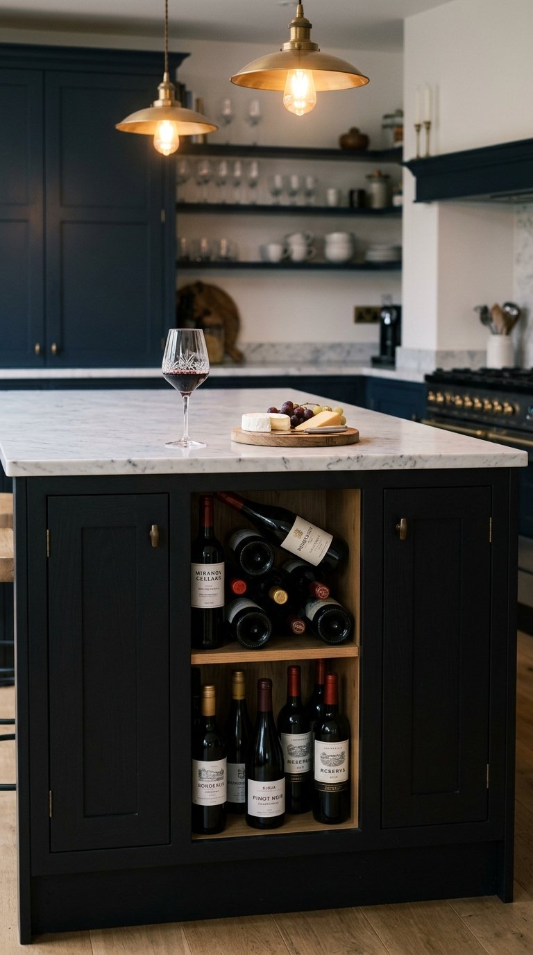 Black Island With Integrated Wine Rack
