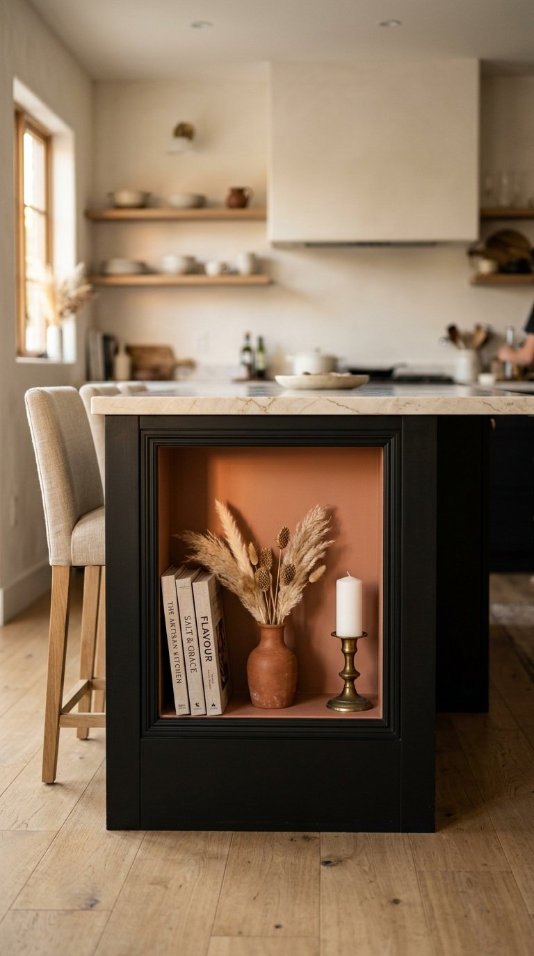  Black Island With a Contrasting Colored Back Panel or Niche