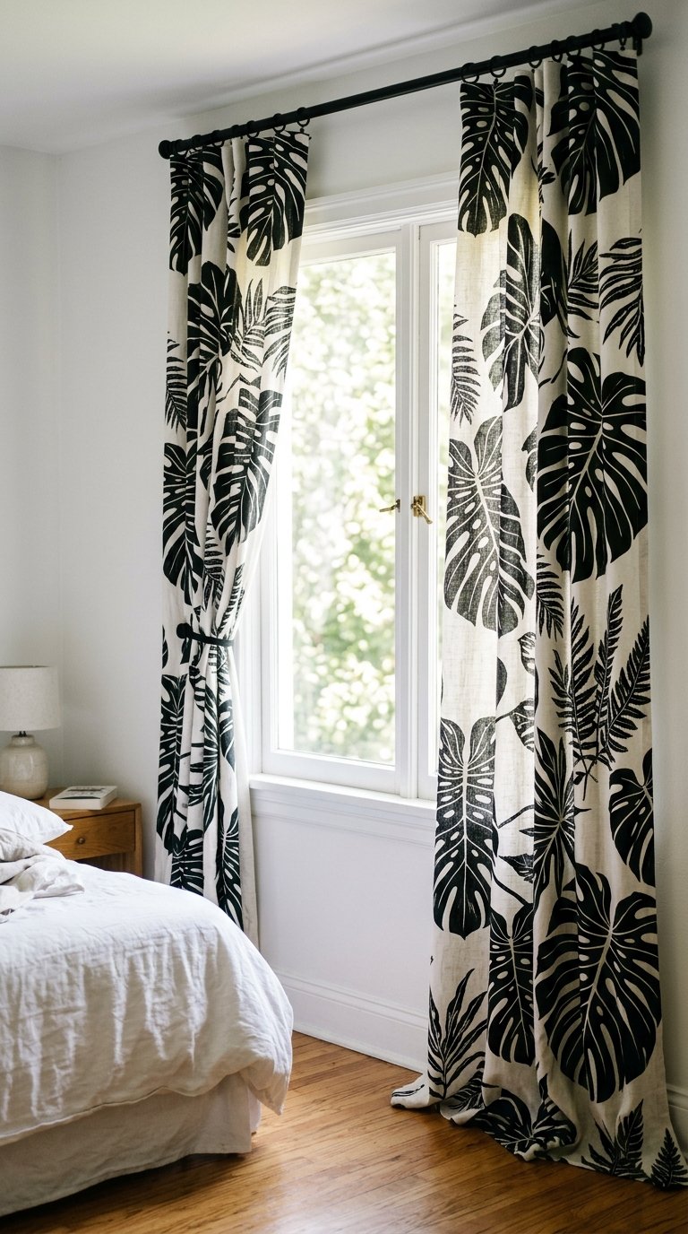 Black and White Botanical or Nature Print Curtains