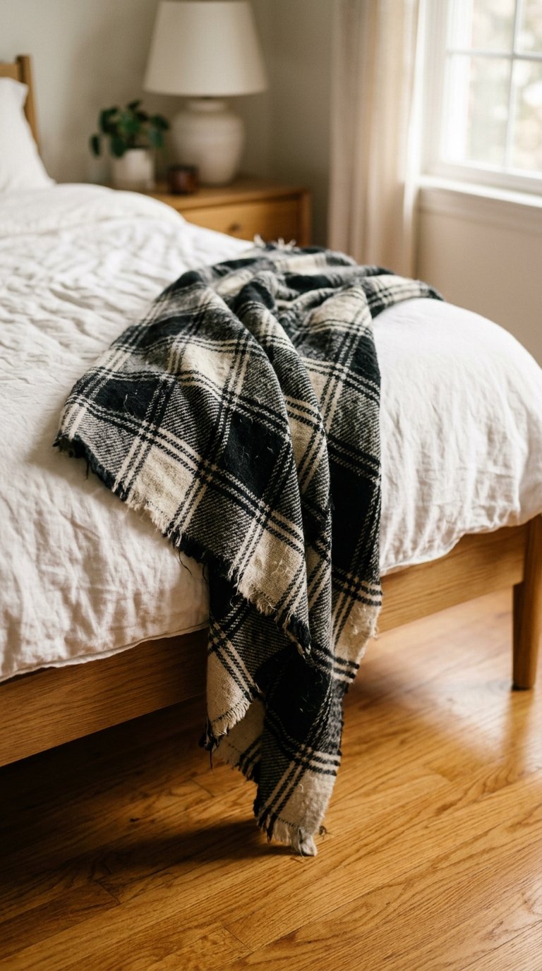 Black and White Checked or Plaid Throw Blanket