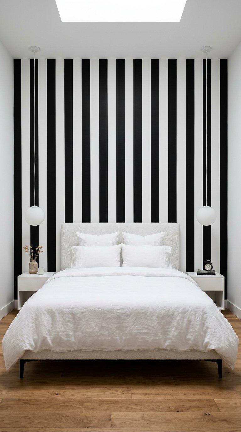 Black and White Striped Accent Wall