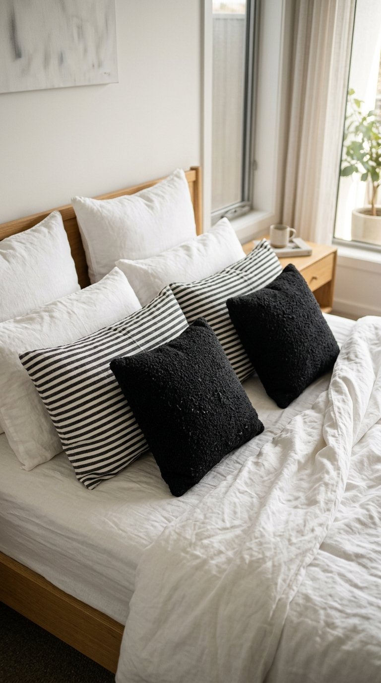 Black and White Textured Throw Pillows