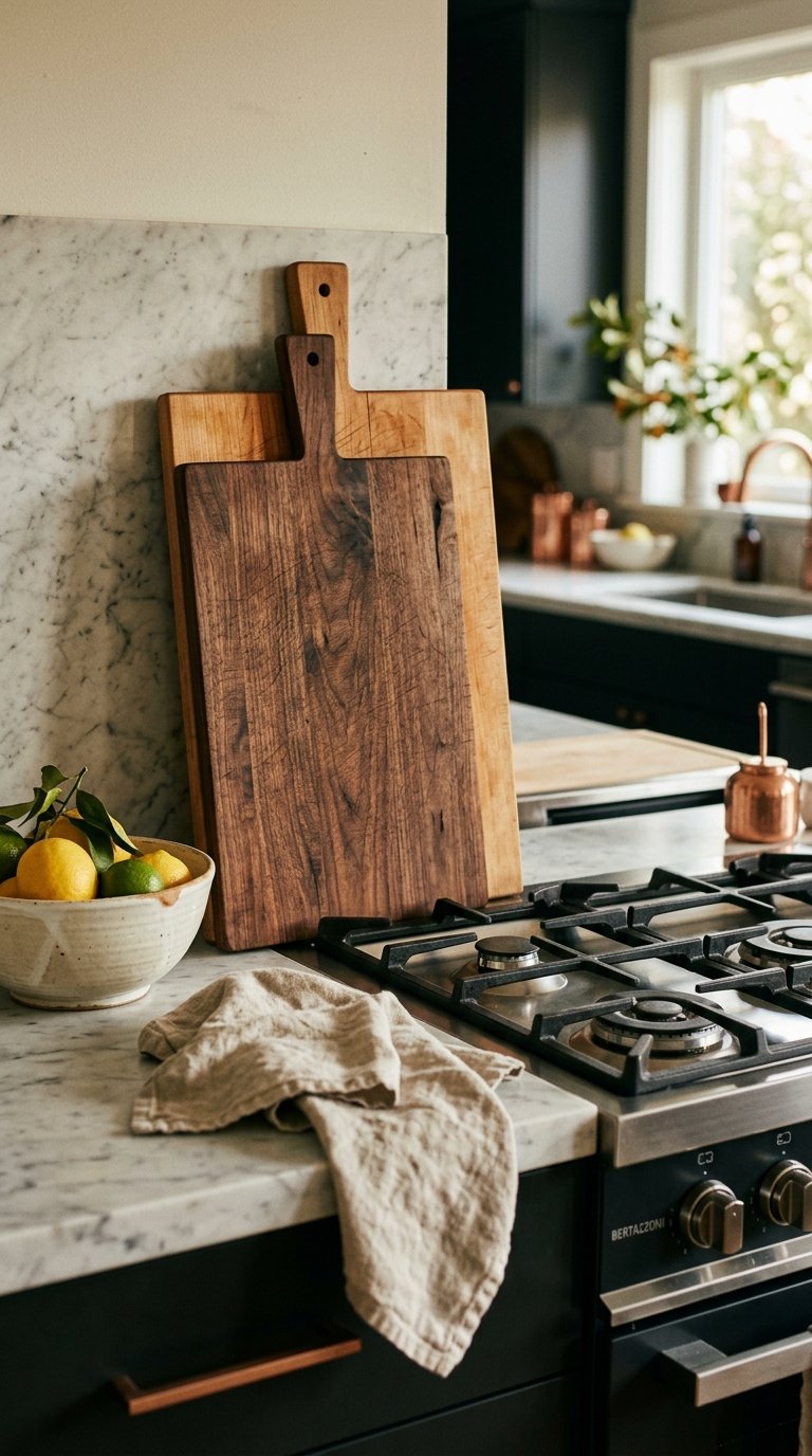 Bring in Natural Wood Cutting Boards as Counter Decor