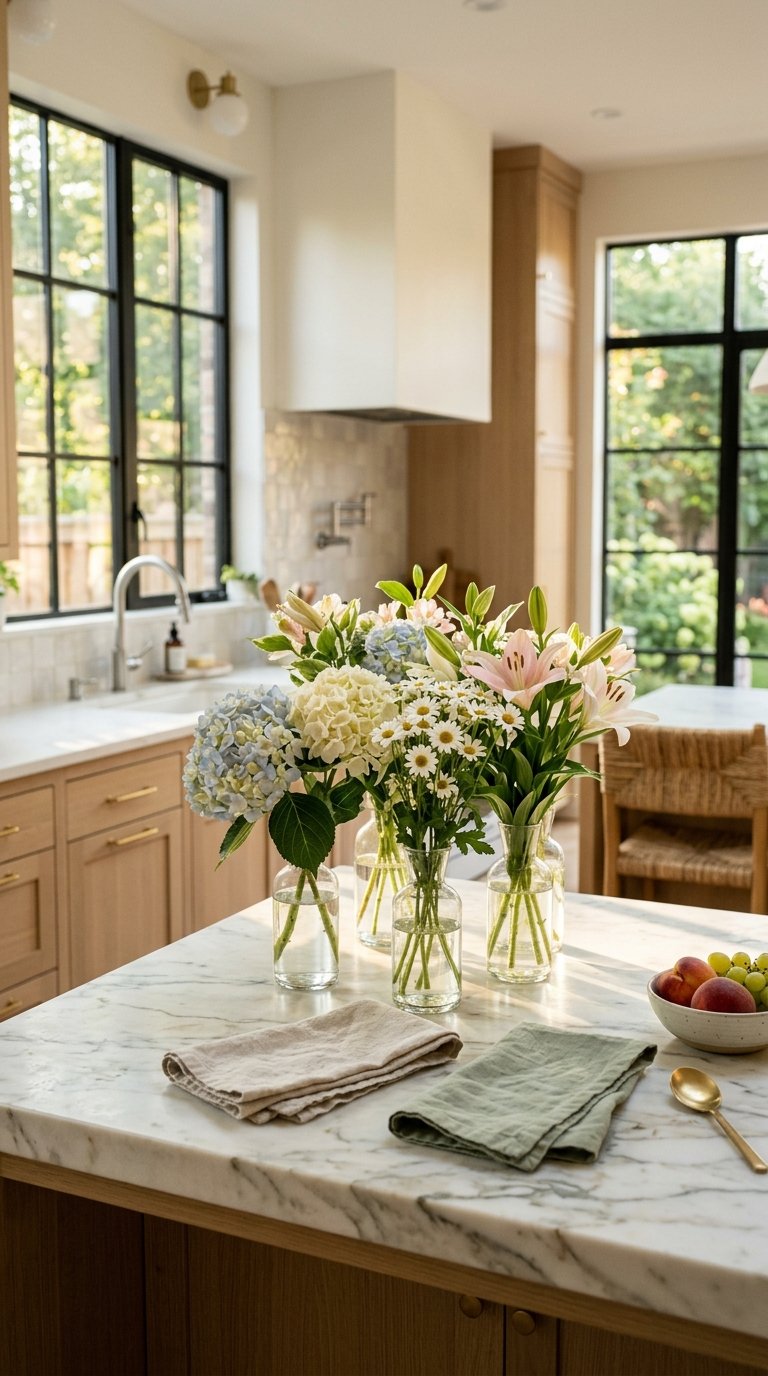 Bring in Seasonal Flowers on the Counter or Island