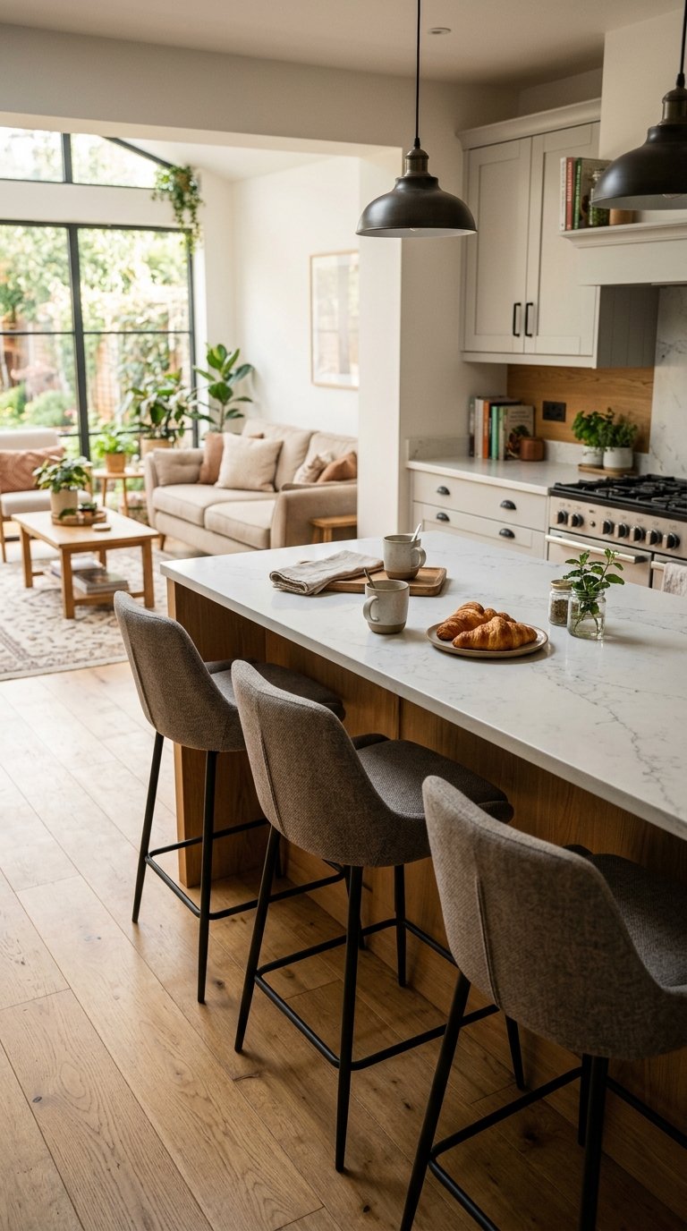 Build a Peninsula with Bar Seating on the Overhang Side