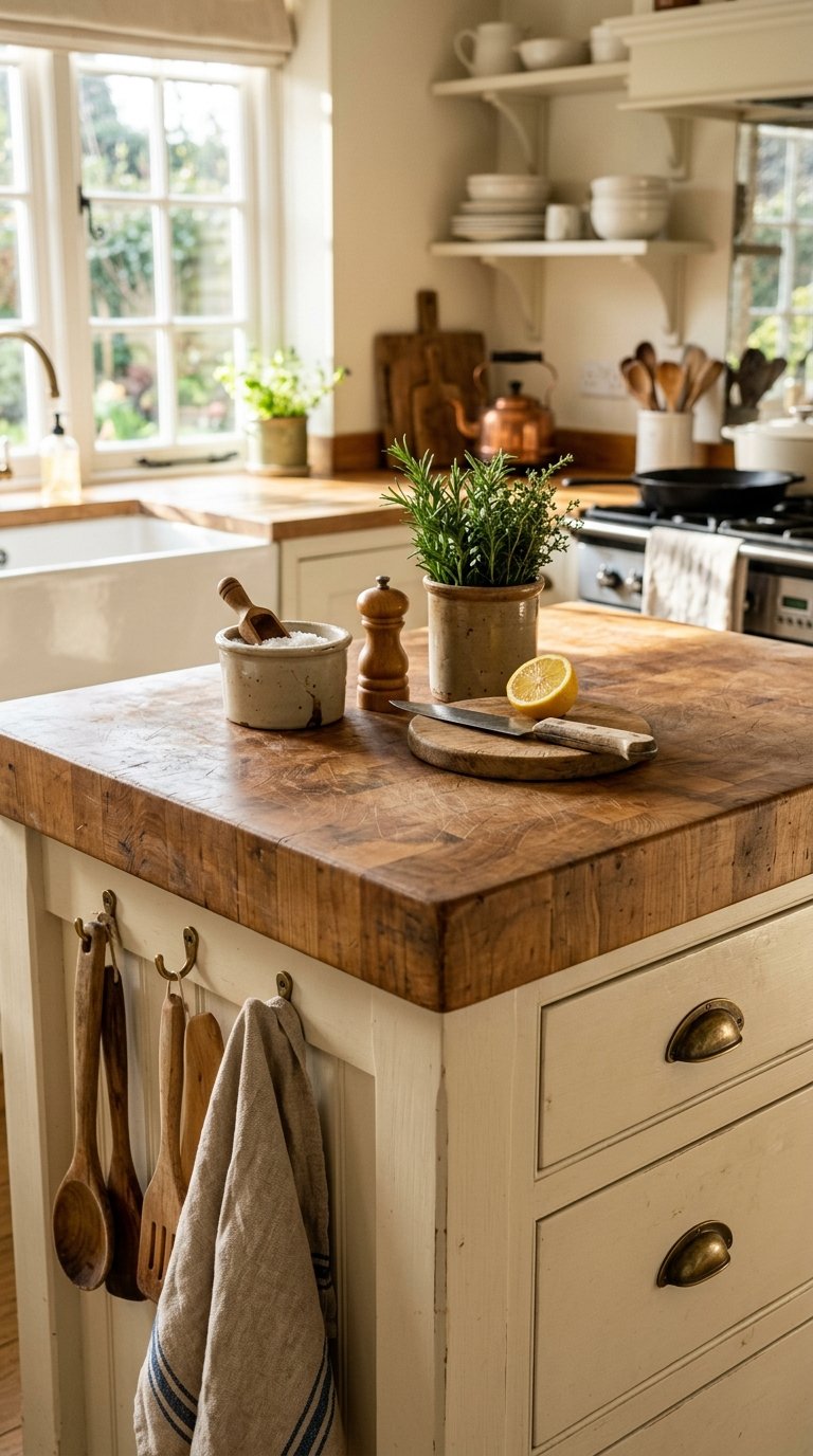 Butcher Block Top on a Painted Shaker Base