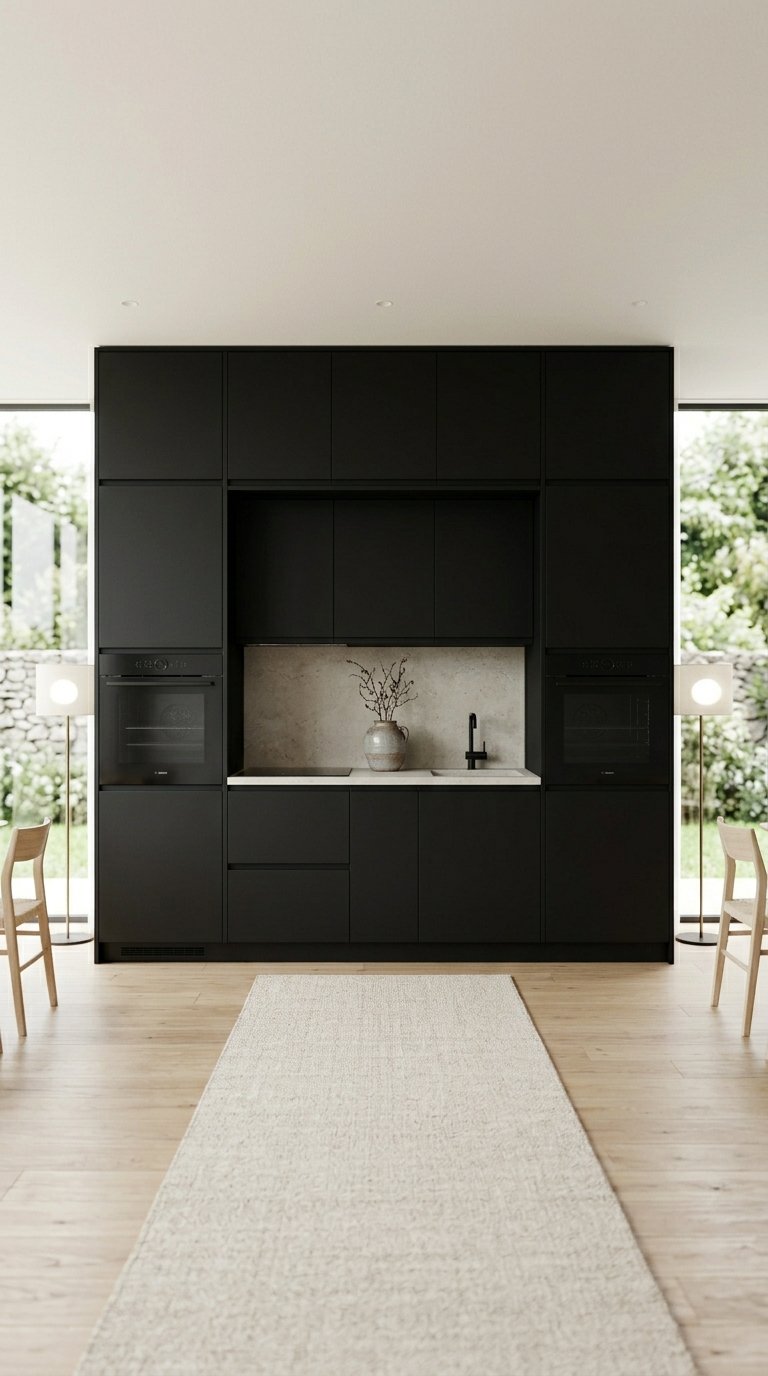 Choose Black Cabinets with Integrated Handleless Design