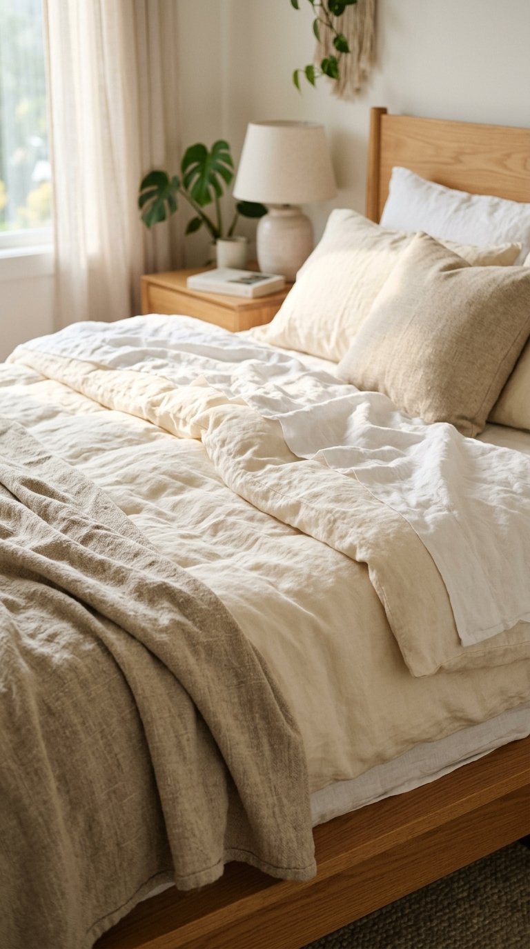 Choose White or Cream Linen Bedding