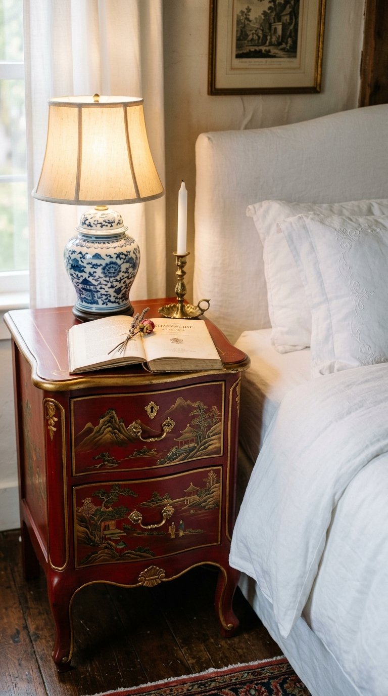 Choose a Chinoiserie Bedside Table with Lacquer Finish