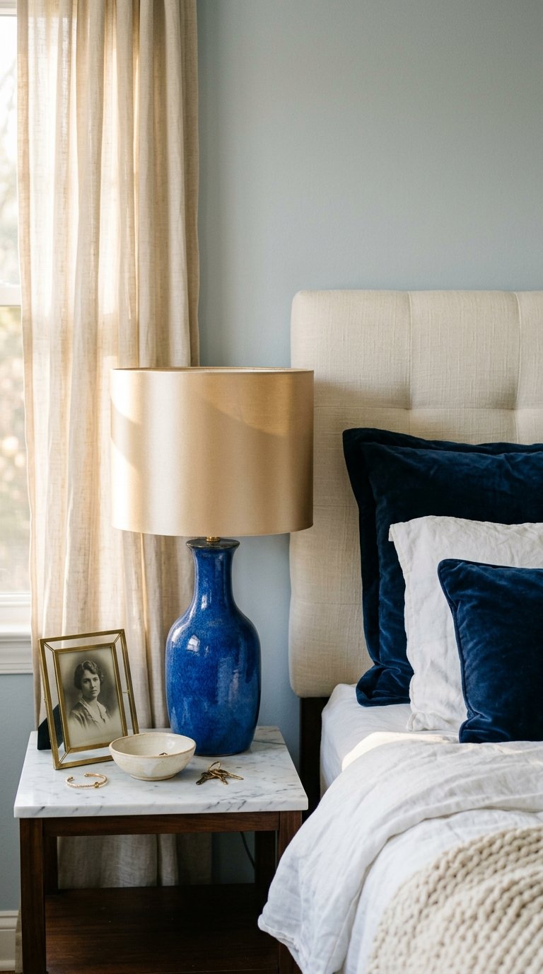 Choose a Cobalt Blue Lamp Base with a Gold Shade