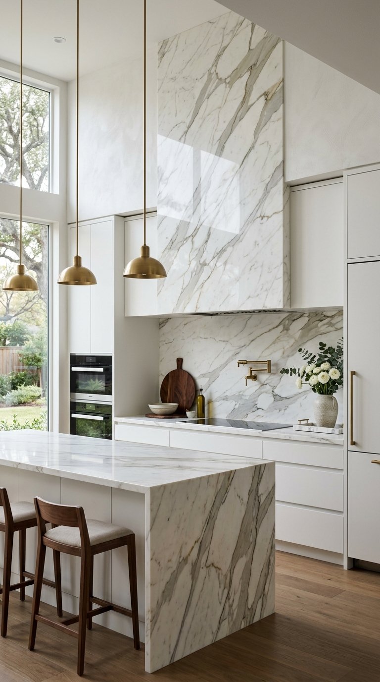 Choose a Full-Height Marble Slab Backsplash