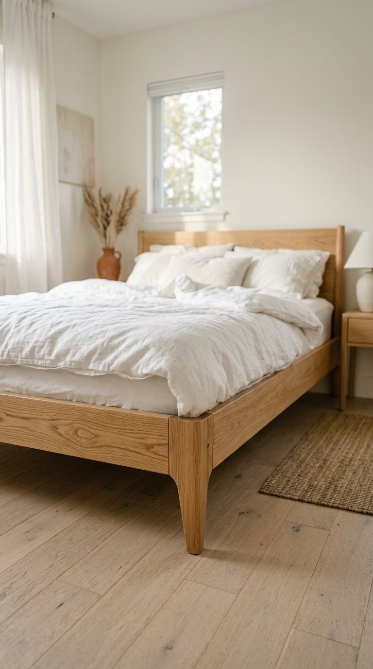 Choose a Light Oak or Whitewashed Wood Bed Frame