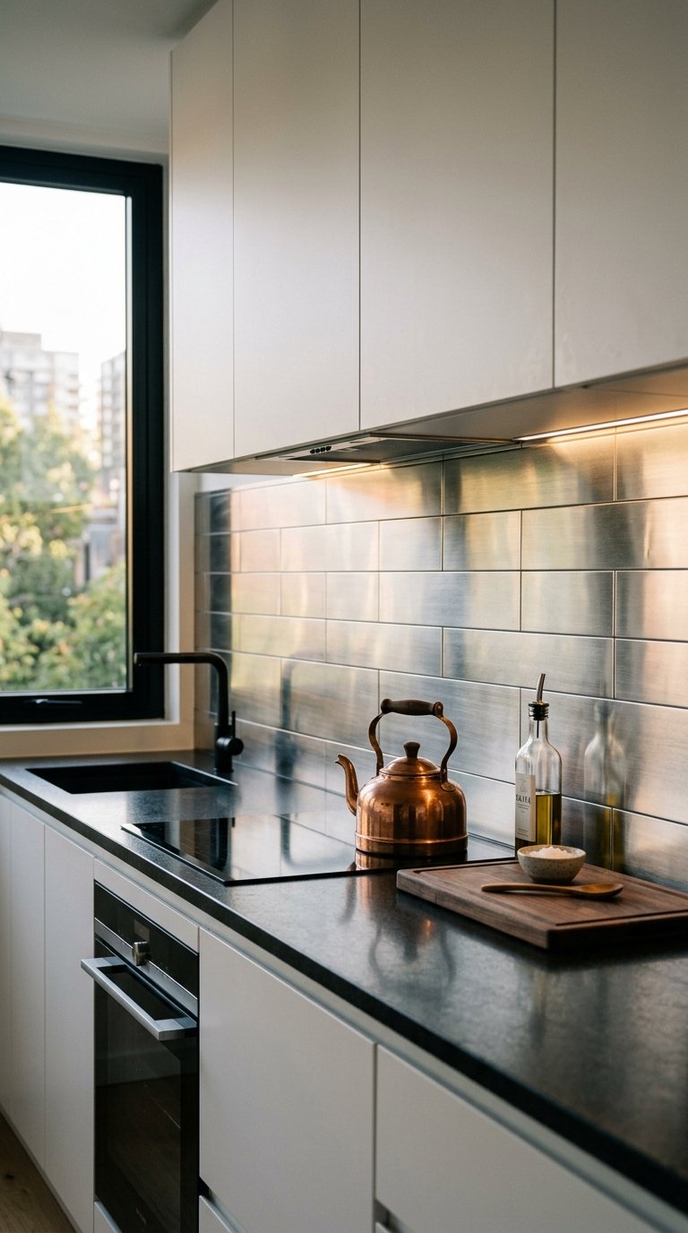 Choose a Metallic Tile Backsplash for a Modern Kitchen