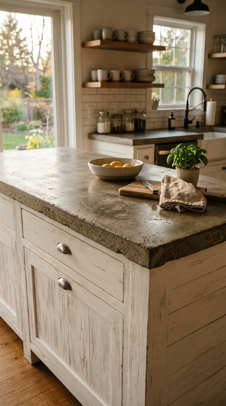 Concrete Top Farmhouse Island