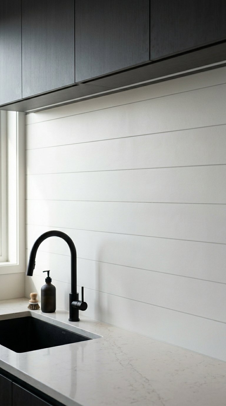 Continuous Backsplash in a Single Large-Format Tile