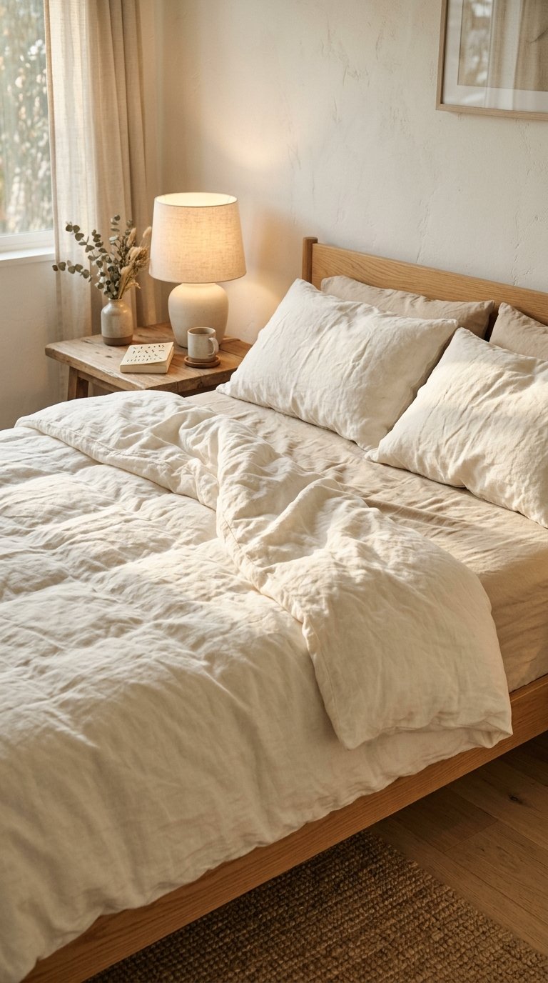 Cream Linen Duvet Cover for a Warm, Lived-In Bed