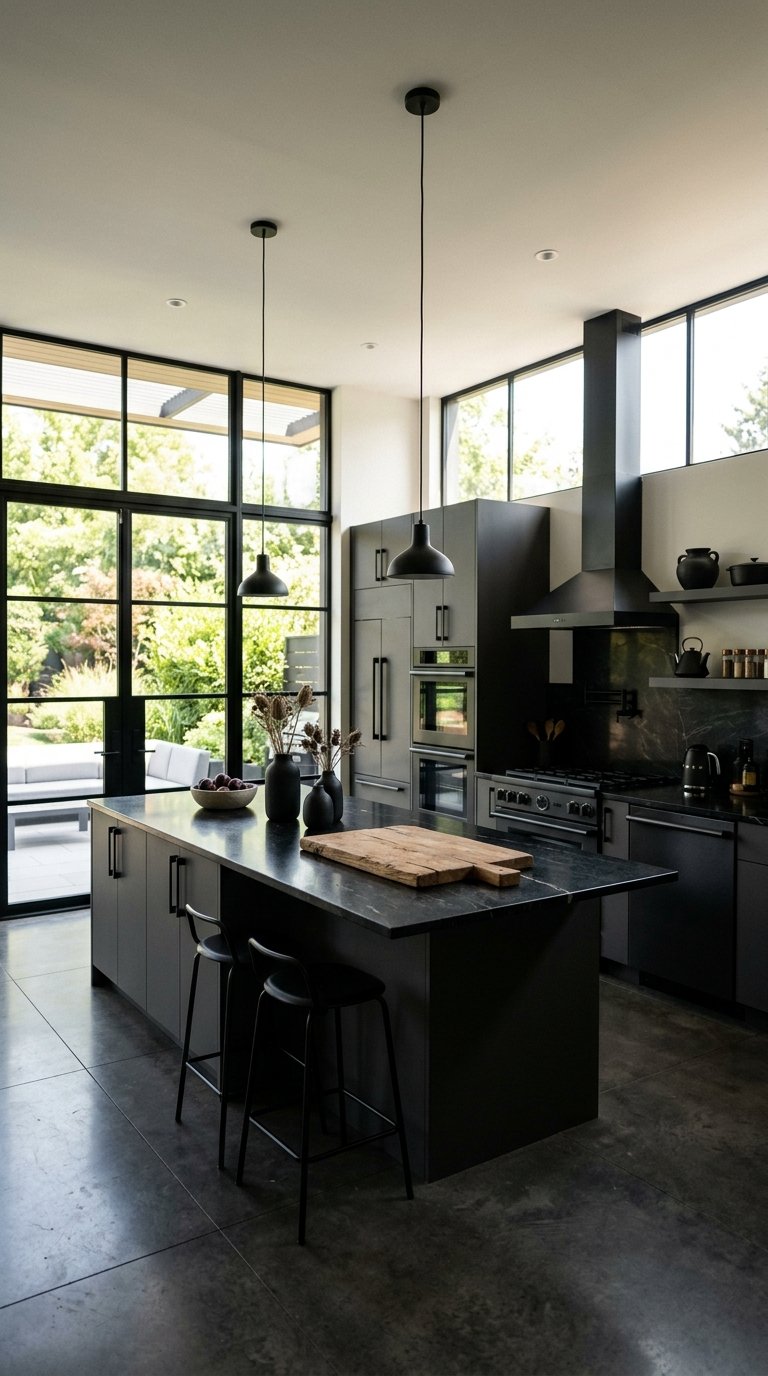 Create a Charcoal and Black Kitchen