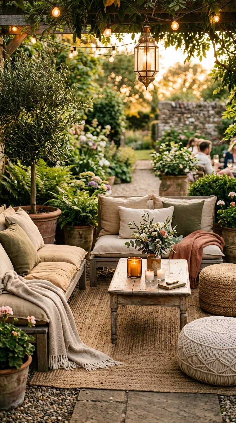 Create a Lounge Area With Cushions and Throws