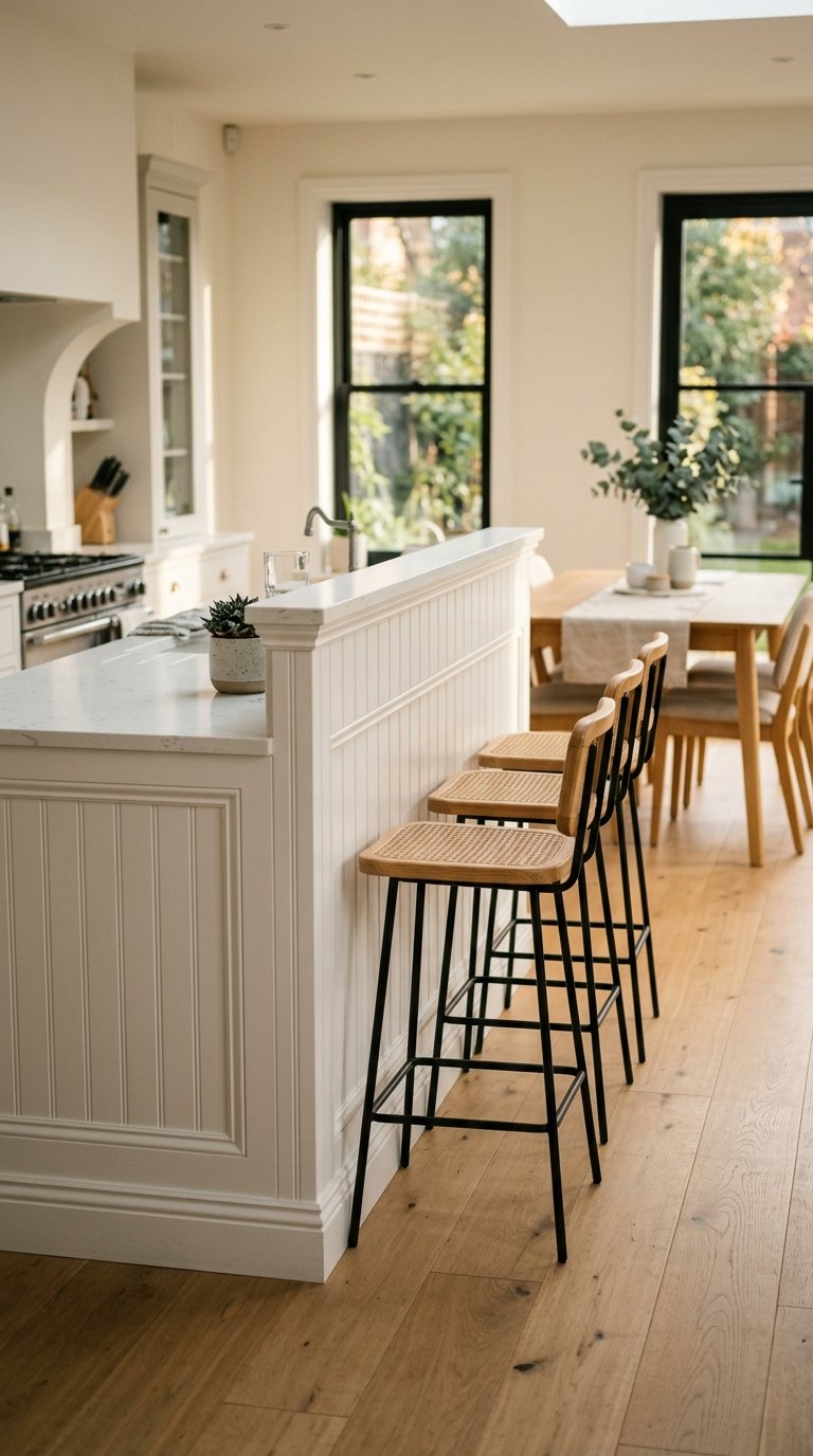 Create a Peninsula with a Raised Panel Back for Kitchen-Dining Visual Separation