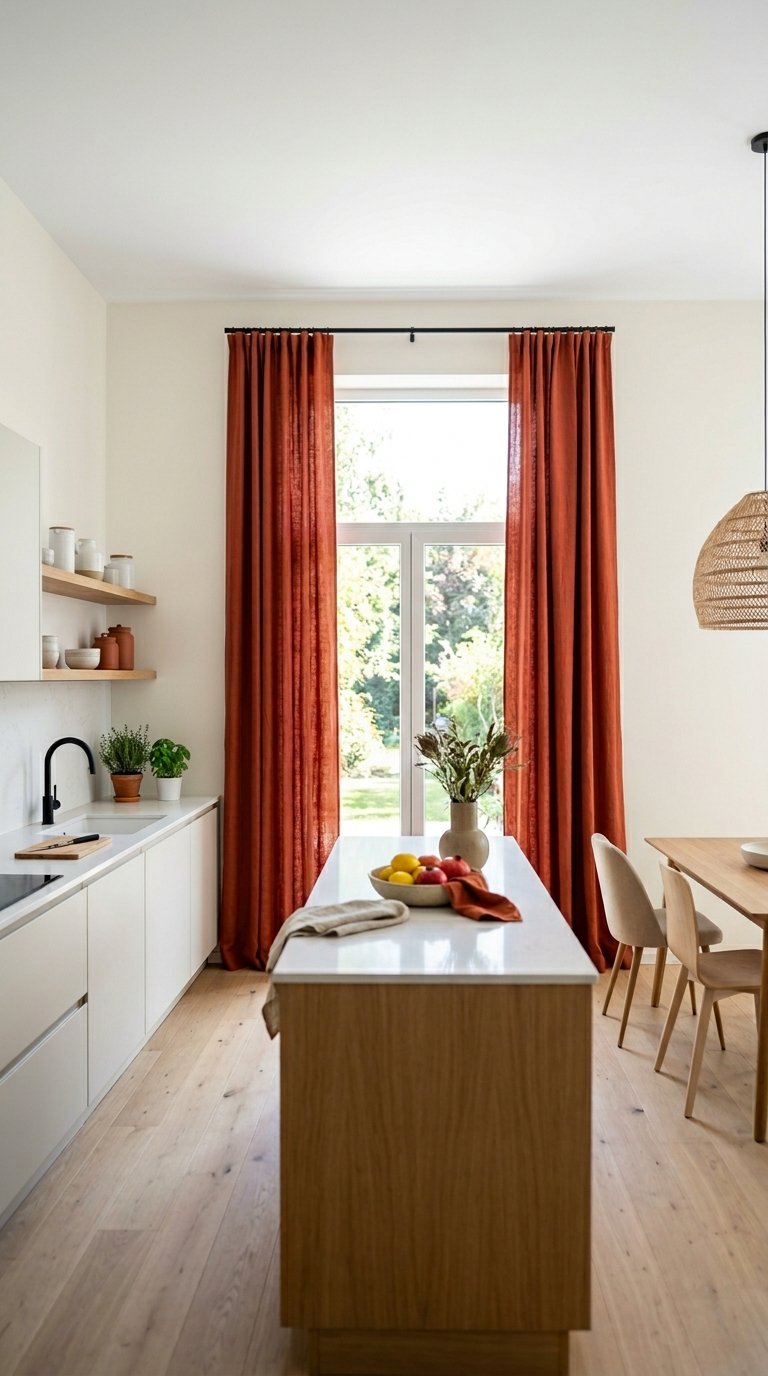 Curtain Panel in a Contrasting Color to the Wall for a Graphic Look