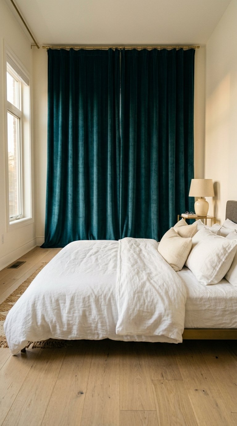 Curtain Panels Behind the Bed as a Fabric Backdrop