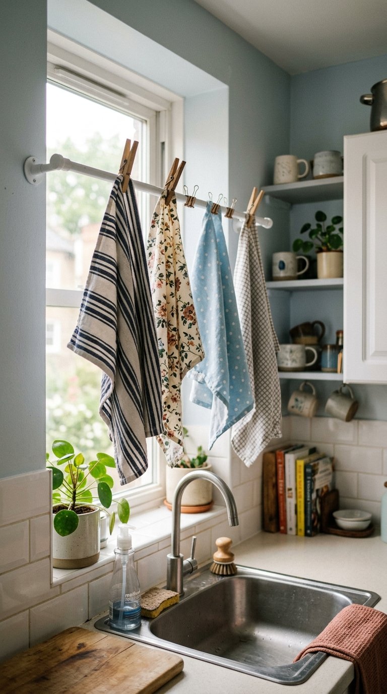 DIY Dish Towel Curtains for a Charming Quick Fix