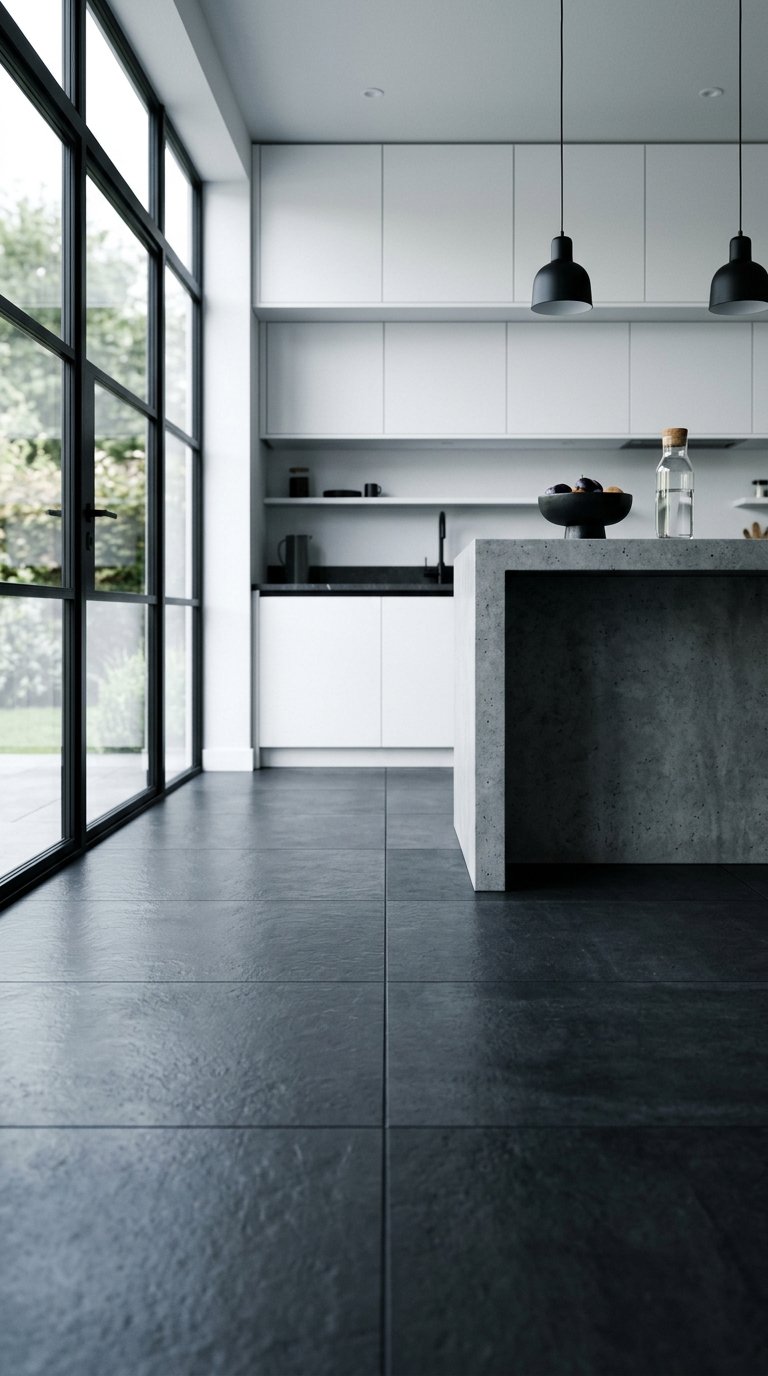 Dark Charcoal or Anthracite Tile for a Bold Floor