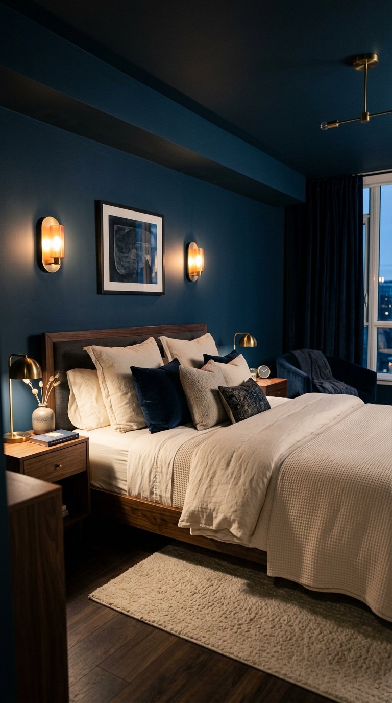 Dark Painted Walls for a Cocooning, Restful Bedroom