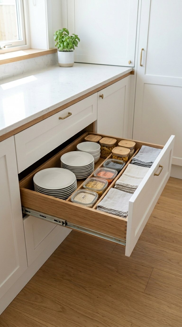Deep Pull-Out Drawers Instead of Base Cabinet Shelves