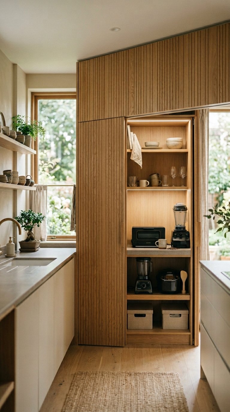 Design a Hidden Appliance Zone Behind Sliding Panels