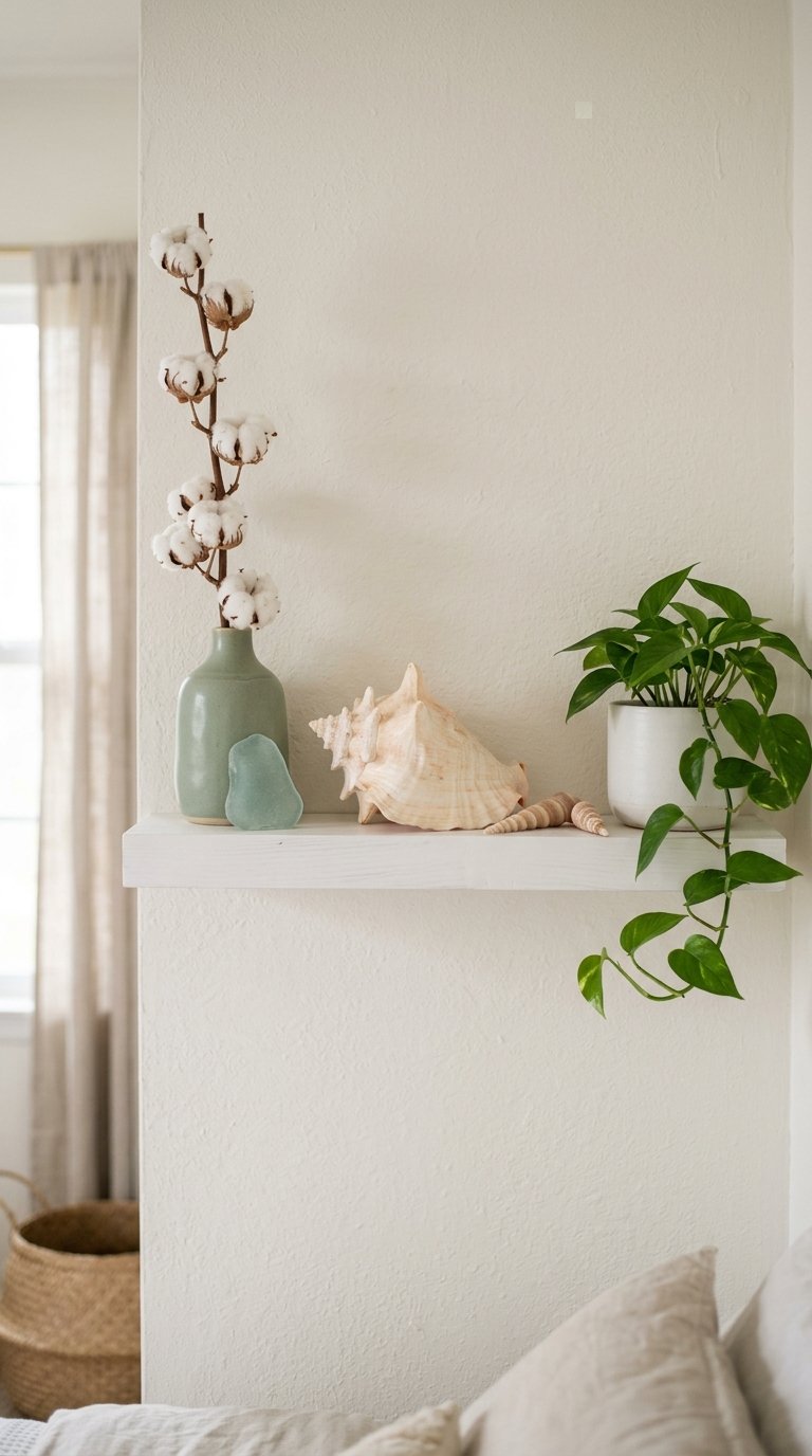 Display Collected Shells and Stones on Open Shelves