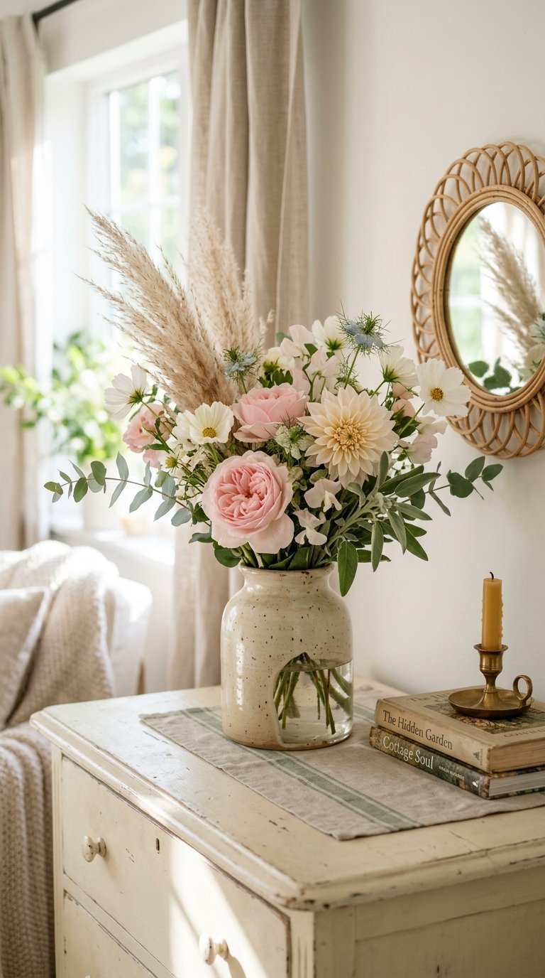 Display Fresh or Dried Flowers on the Dresser