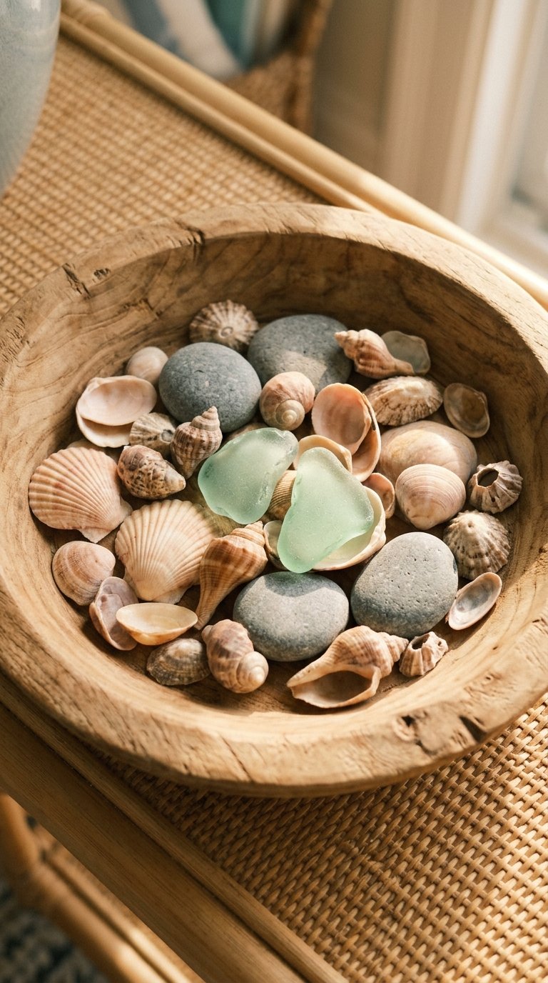  Display Seashells or Coastal Objects in a Bowl