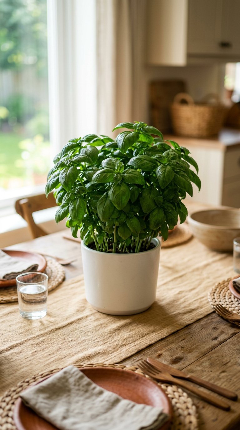 Display a Potted Herb Plant as a Living Centerpiece