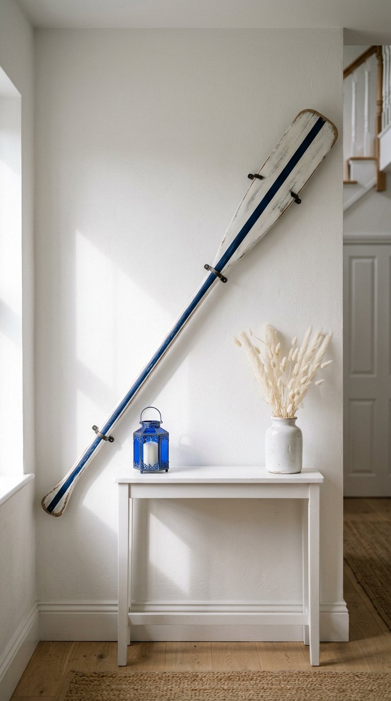 Display a Ship Wheel or Oar as Wall Decor